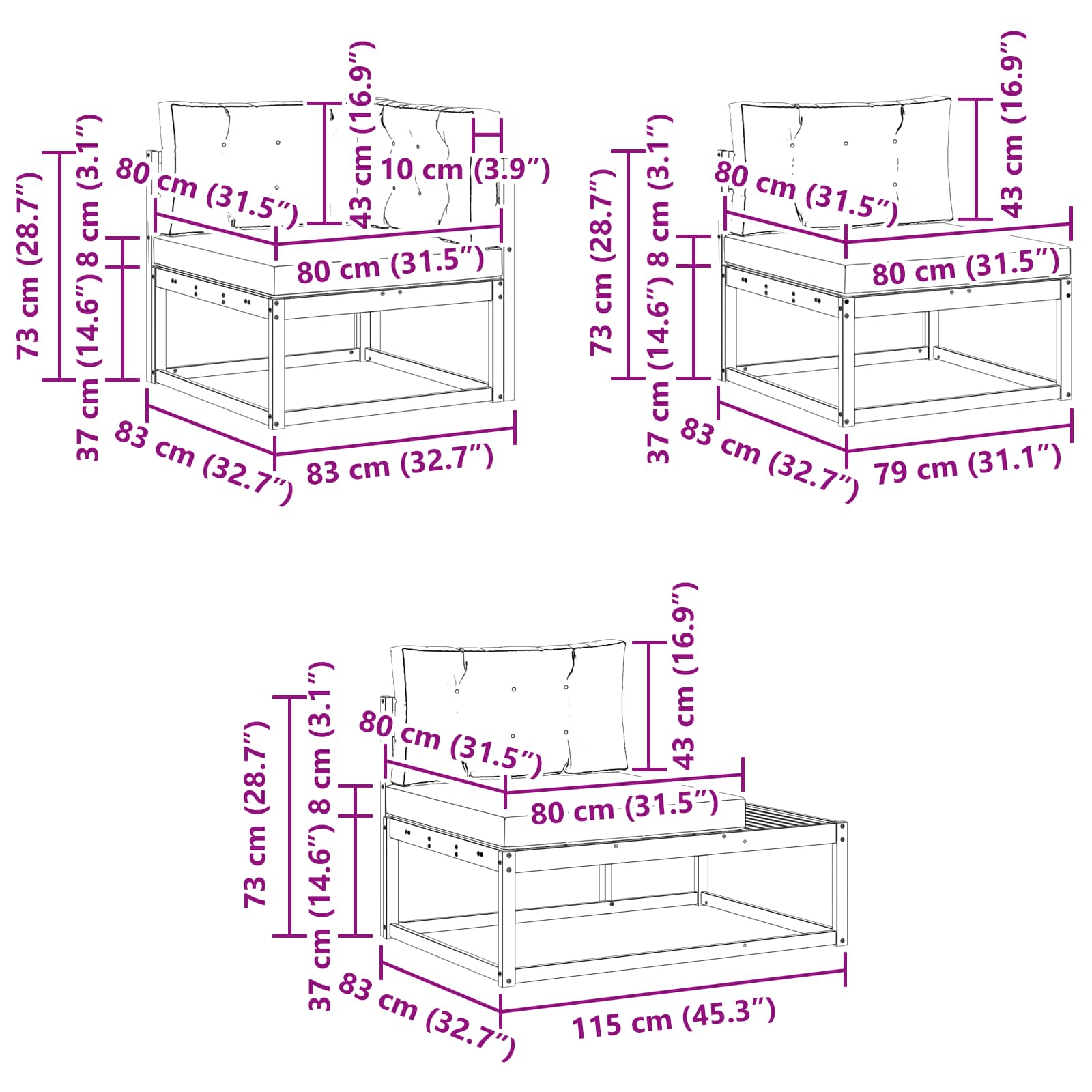 Set vanjskih sofa Prirodna i bež