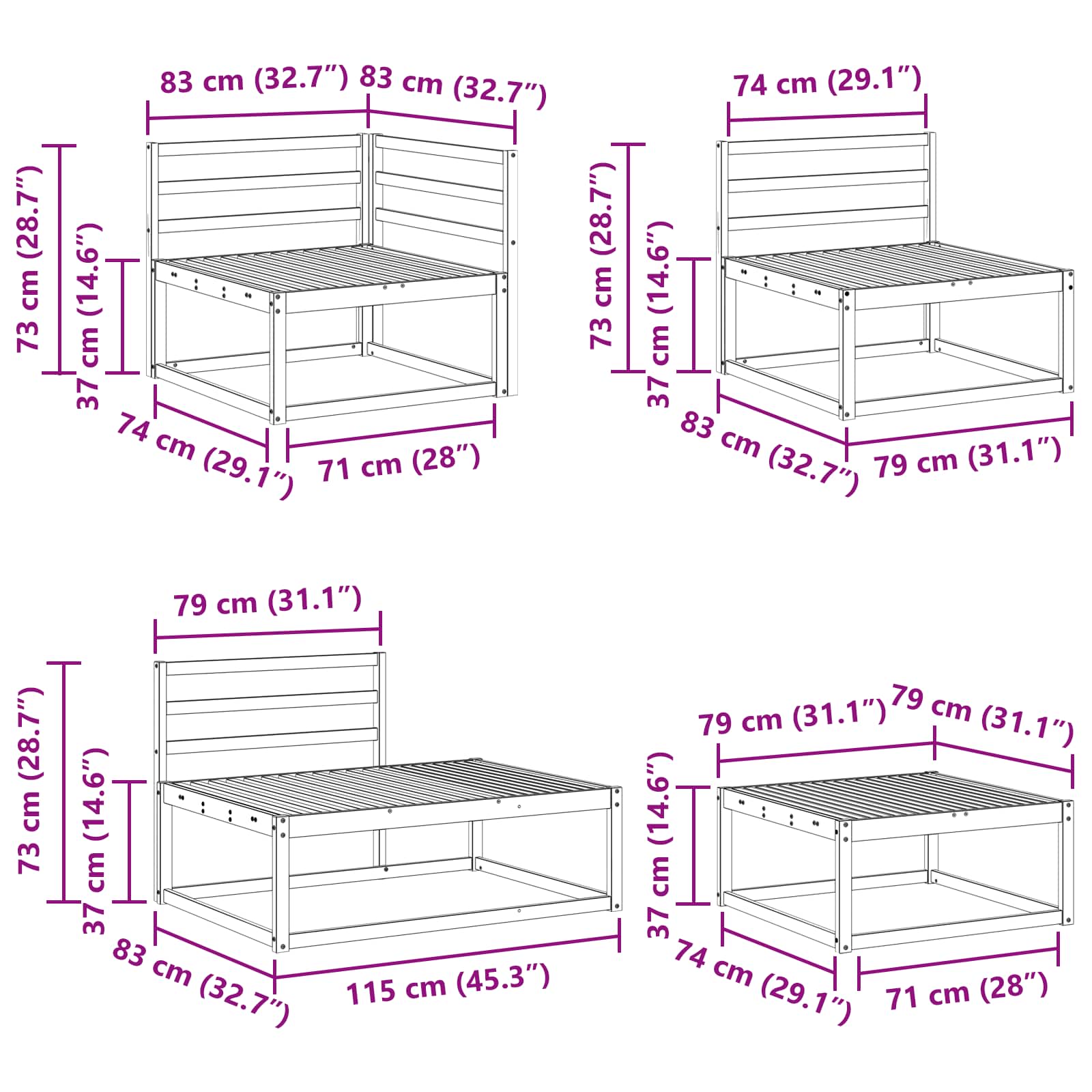 Set vanjskih sofa Prirodna Čvrsto drvo akacije