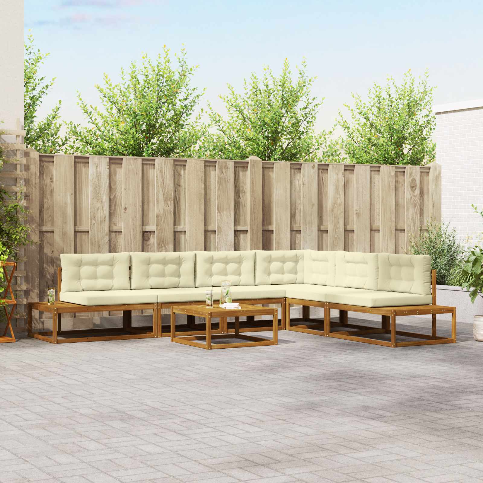 Set vanjskih sofa Prirodna i krem