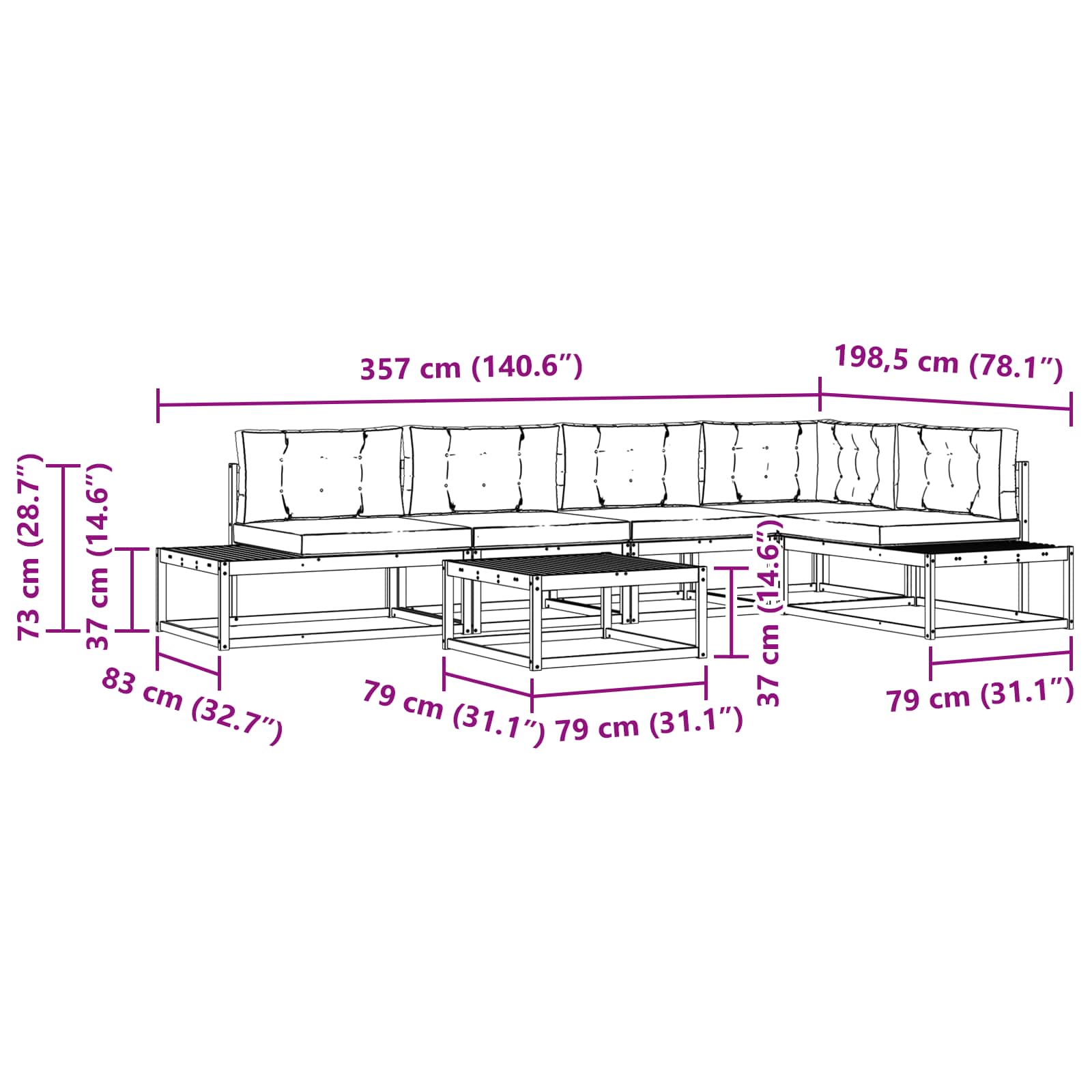 Set vanjskih sofa Prirodna i krem
