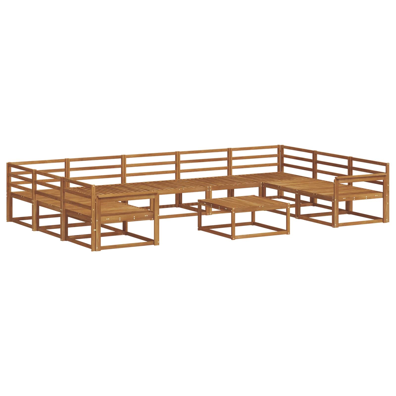 Set vanjskih sofa 10 pcs Prirodna Čvrsto drvo akacije