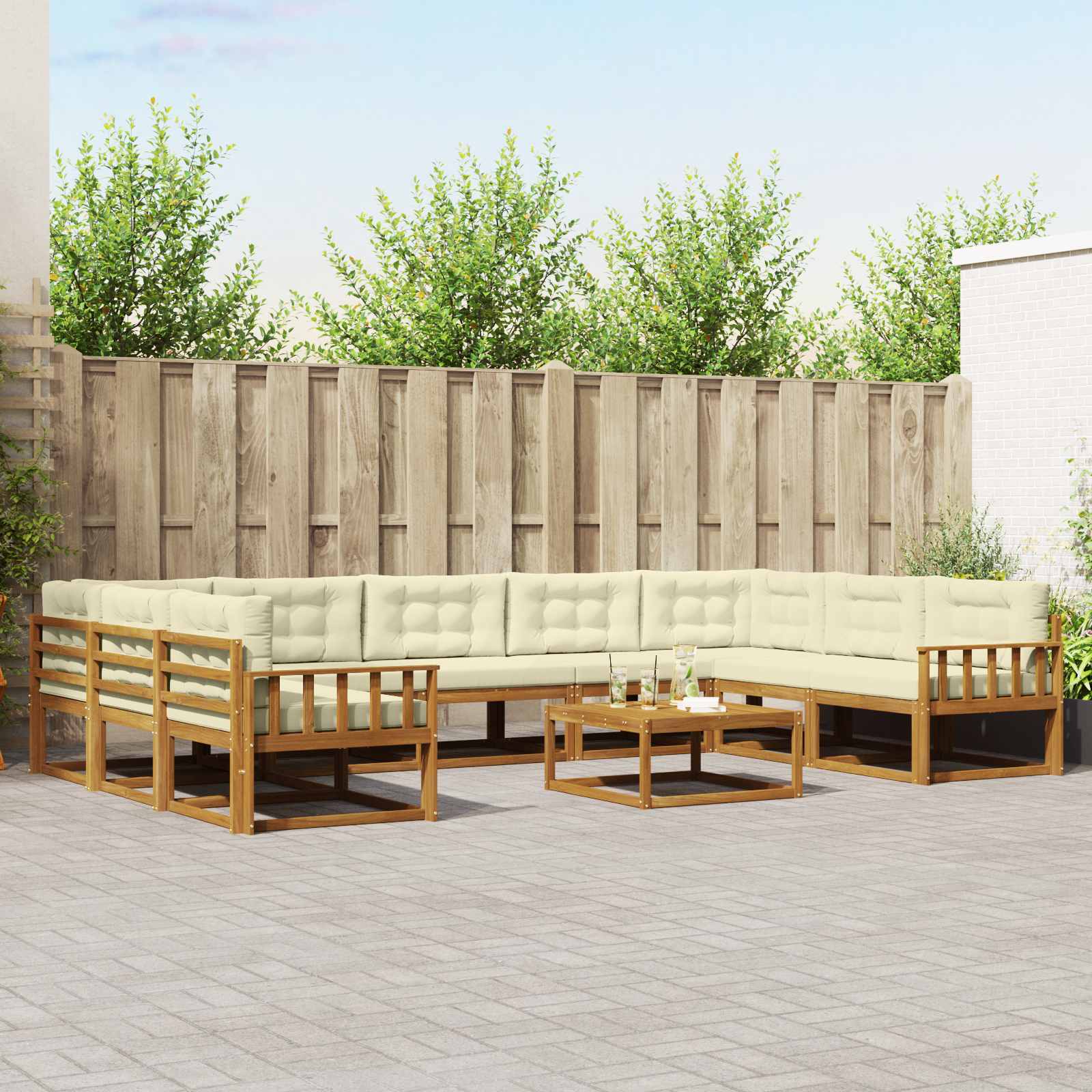 Set vanjskih sofa s jastukom 10 pcs Prirodna i krem