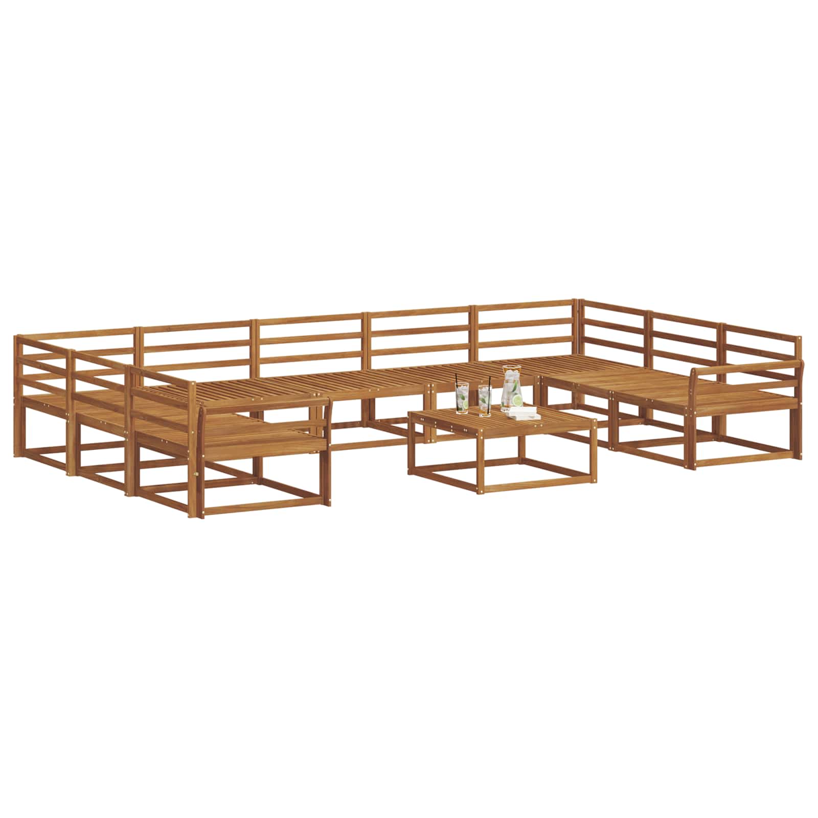 Set vanjskih sofa 10 pcs Prirodna Čvrsto drvo akacije