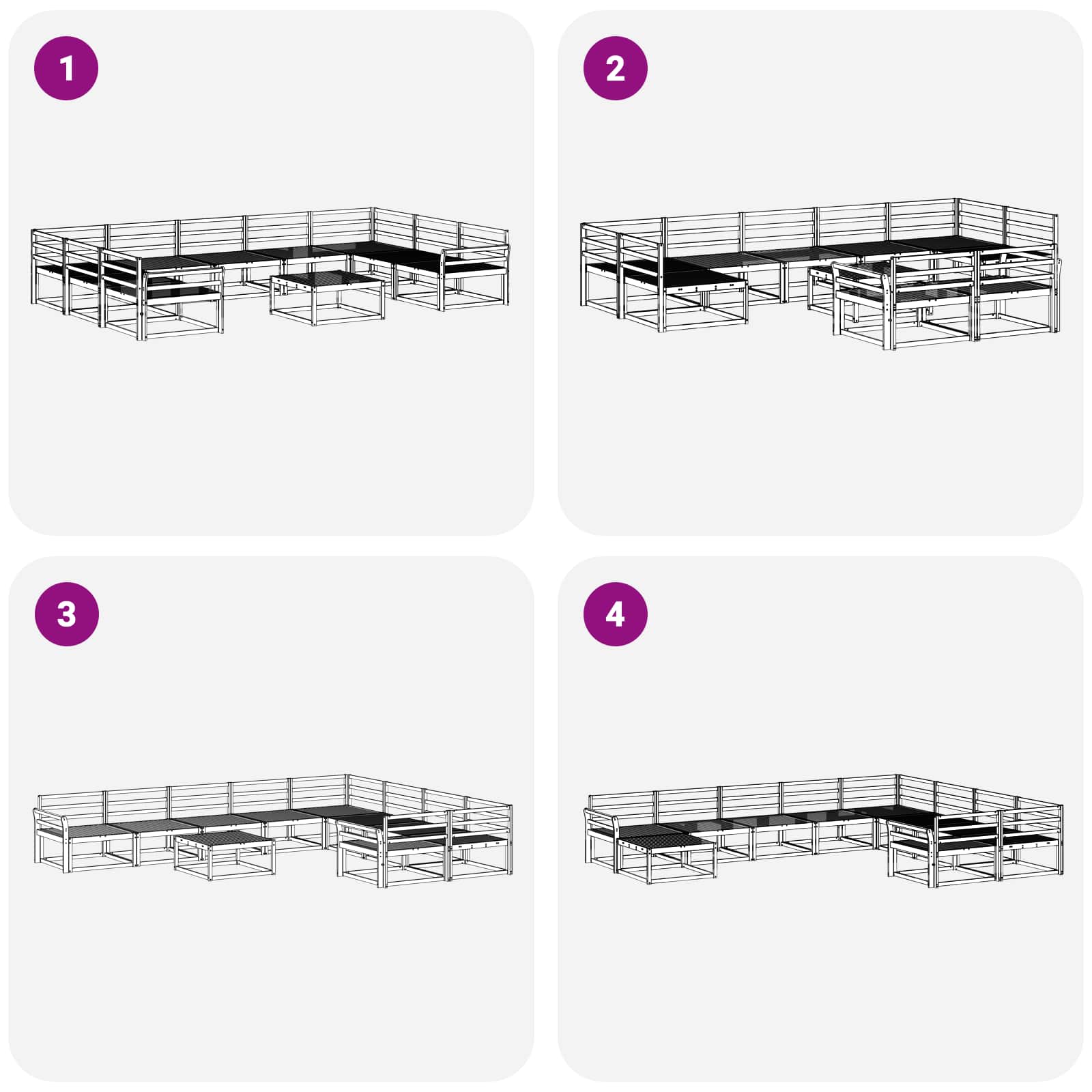 Set vanjskih sofa 10 pcs Prirodna Čvrsto drvo akacije