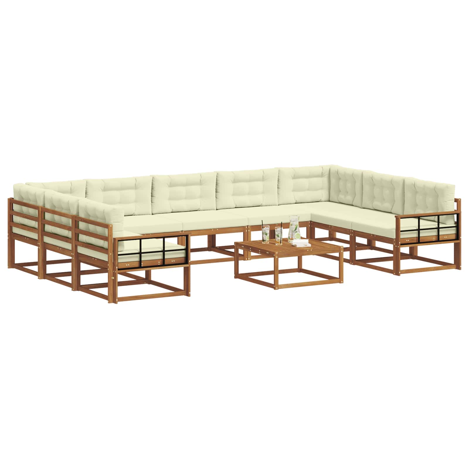 Set vanjskih sofa s jastukom 10 pcs Prirodna i krem