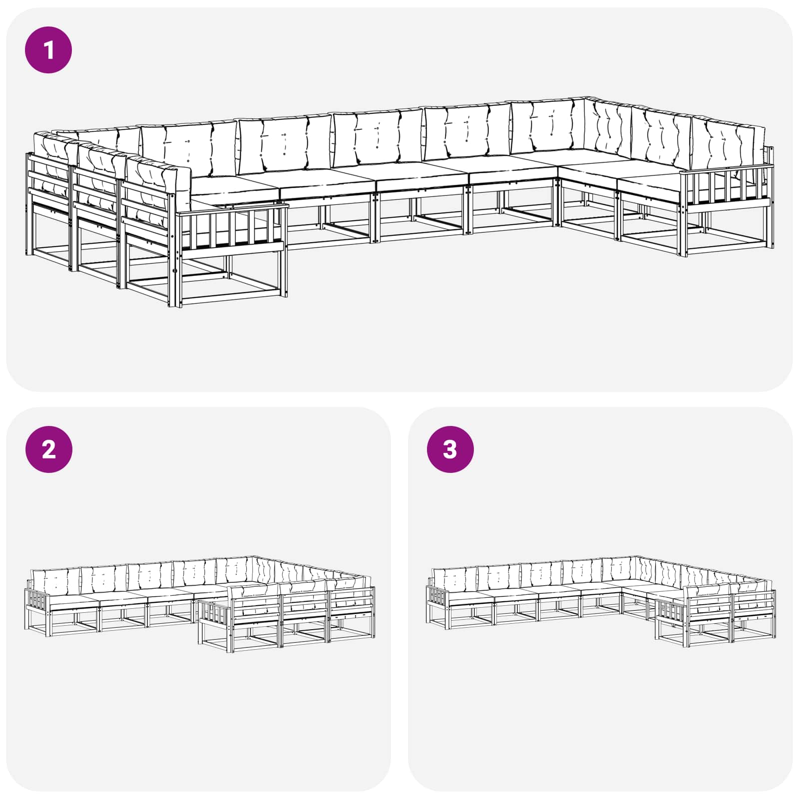Set vanjskih sofa s jastukom 10 pcs Prirodna i krem