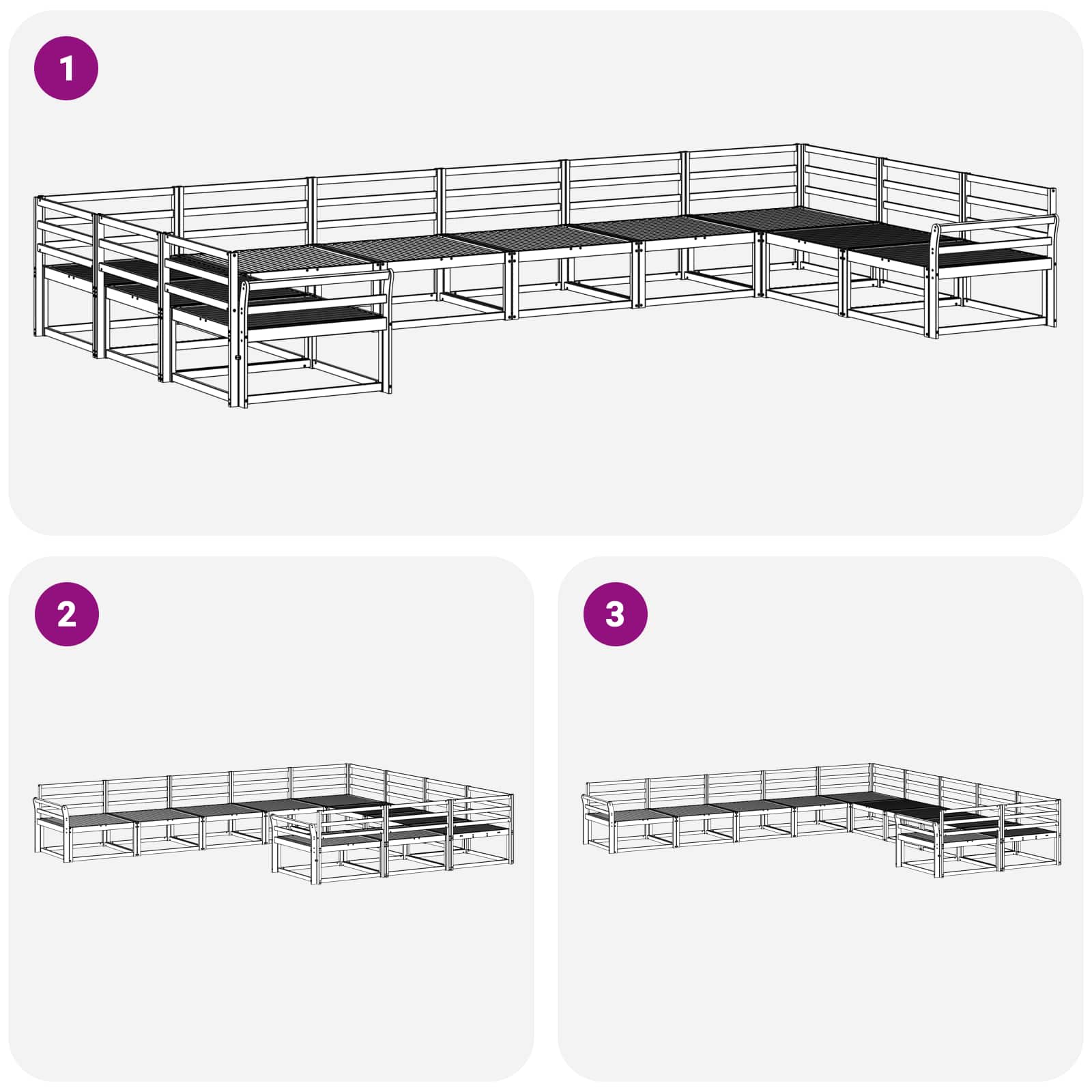 Set vanjskih sofa 10 pcs Prirodna Čvrsto drvo akacije