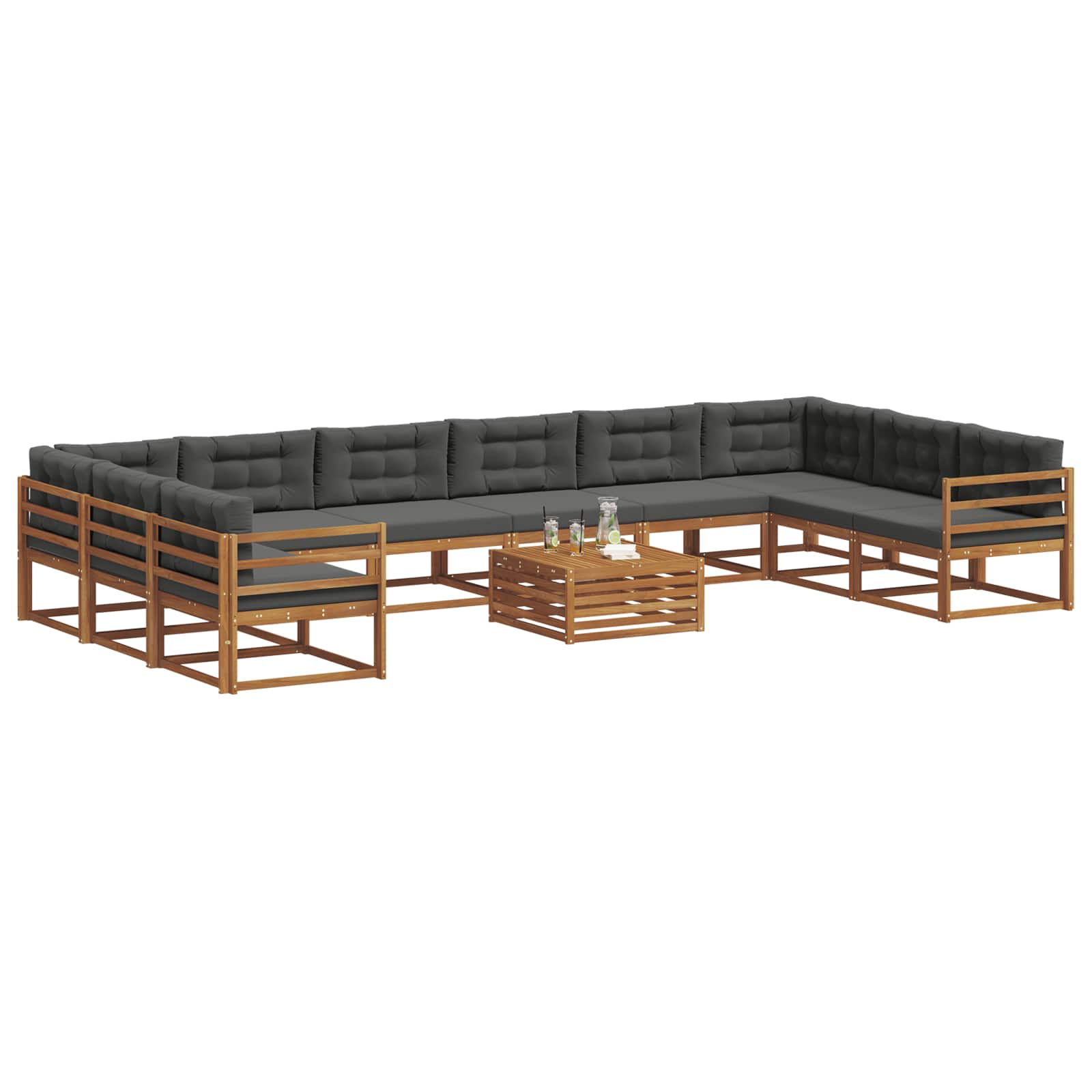 Set vanjskih sofa s jastukom 11 pcs Prirodna i antracit