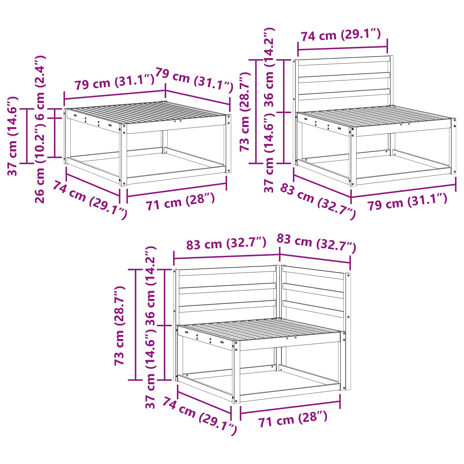 Set vanjskih sofa 11 pcs Prirodna Čvrsto drvo akacije