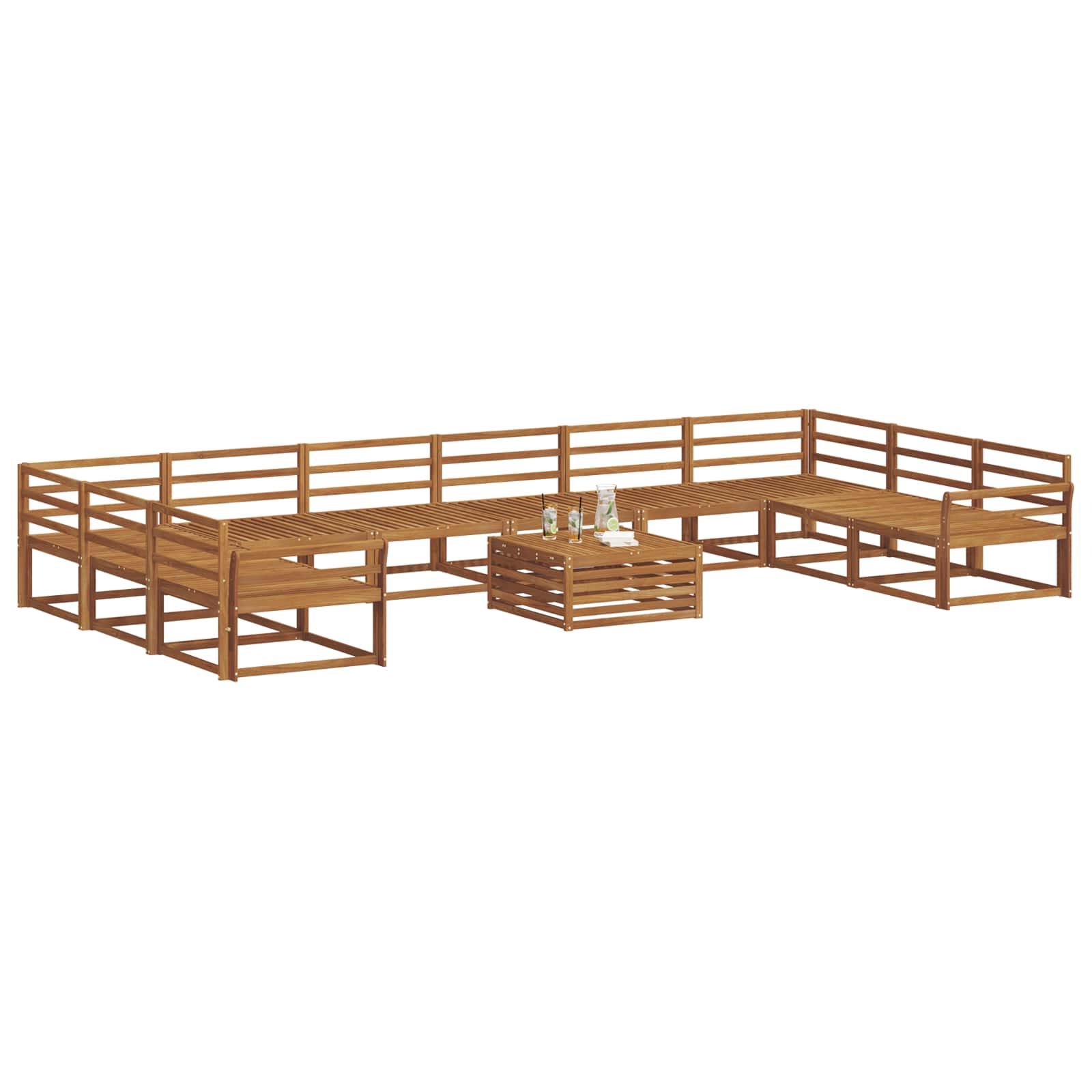 Set vanjskih sofa 11 pcs Prirodna Čvrsto drvo akacije