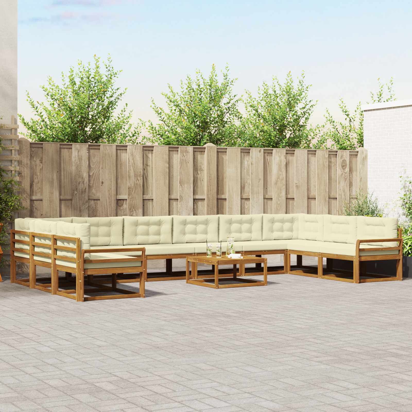 Set vanjskih sofa s jastukom 11 pcs Prirodna i krem