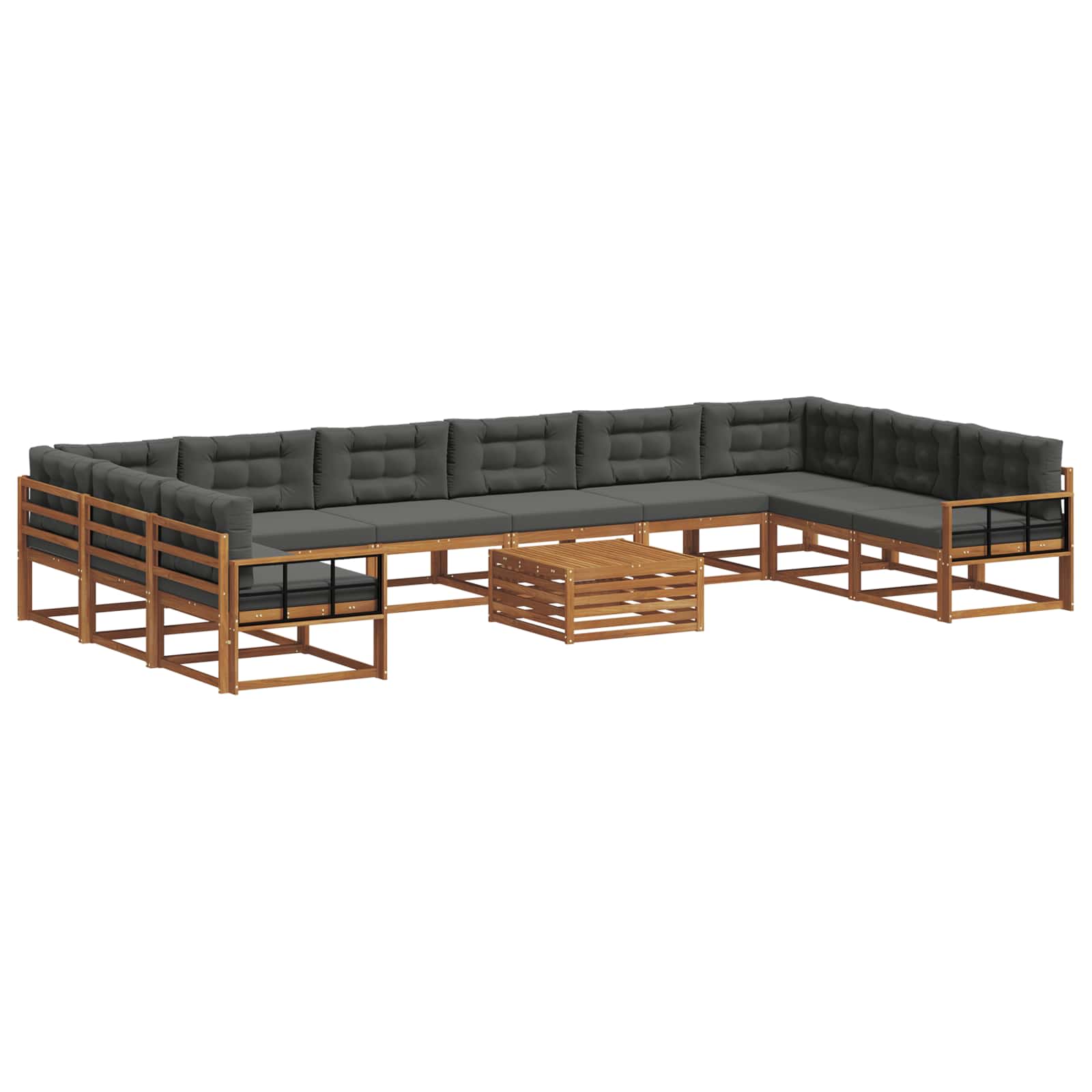Set vanjskih sofa s jastukom 11 pcs Prirodna i antracit