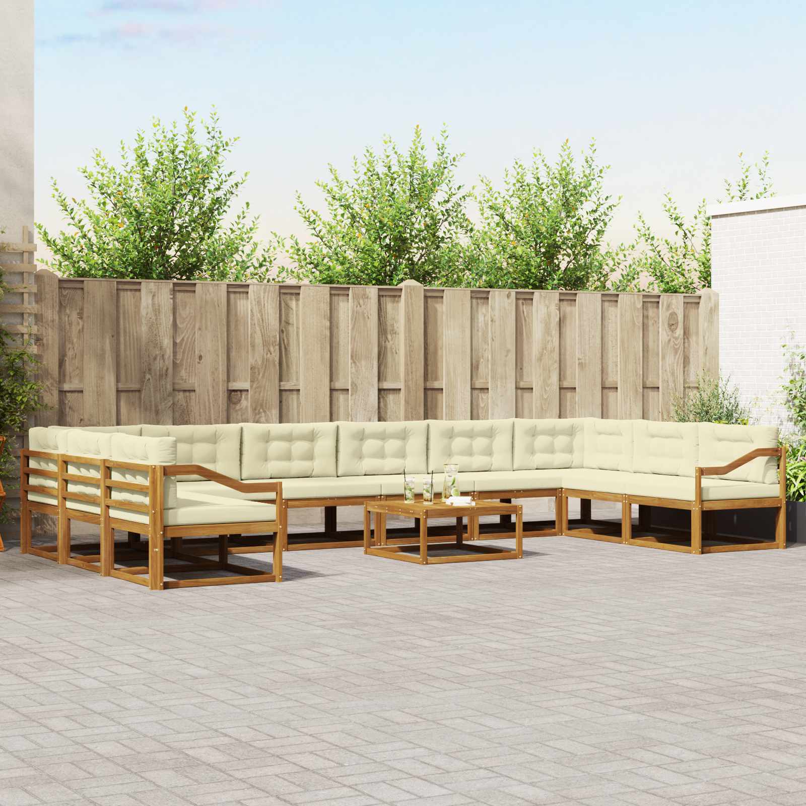 Set vanjskih sofa s jastukom 11 pcs Prirodna i krem