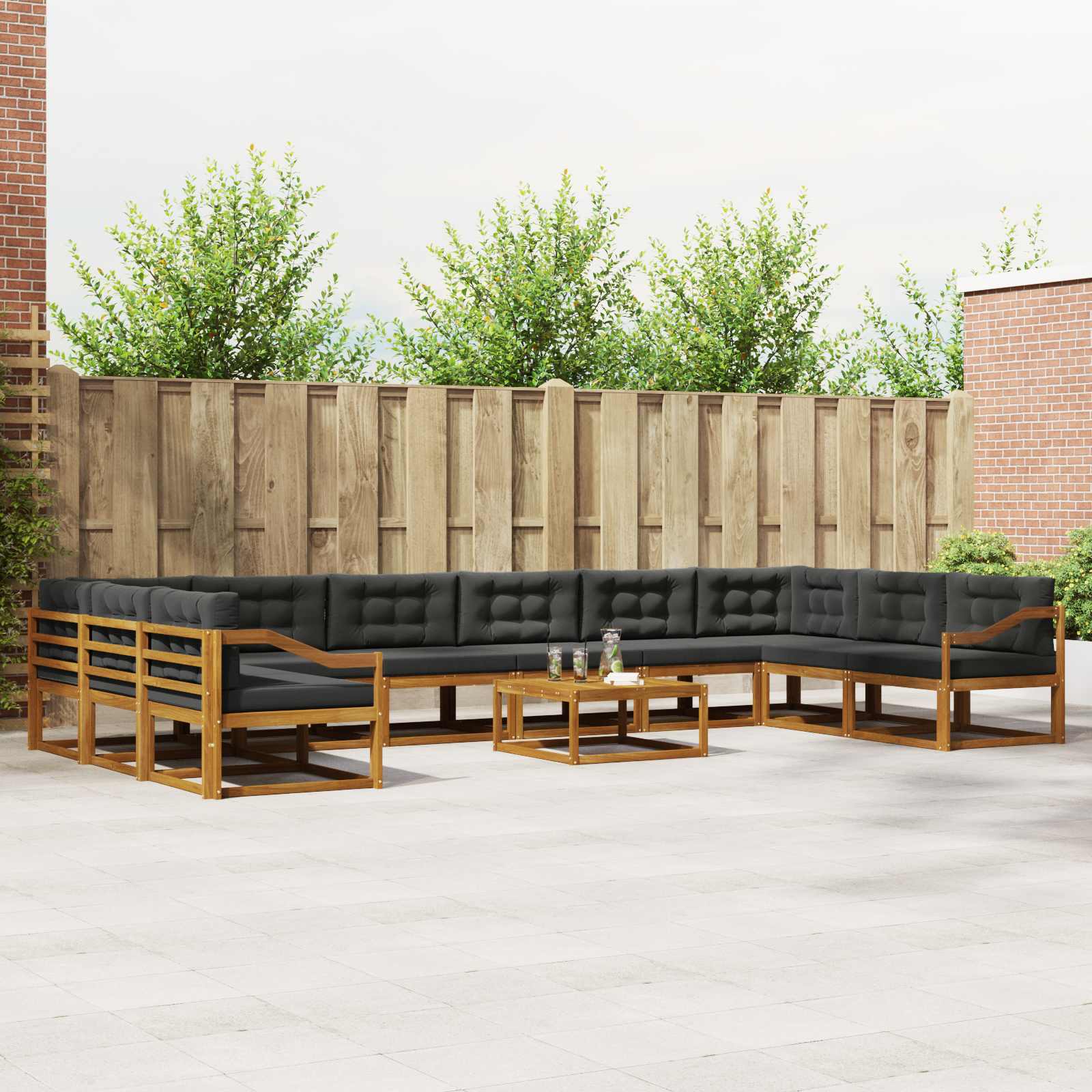 Set vanjskih sofa s jastukom 11 pcs Prirodna i antracit