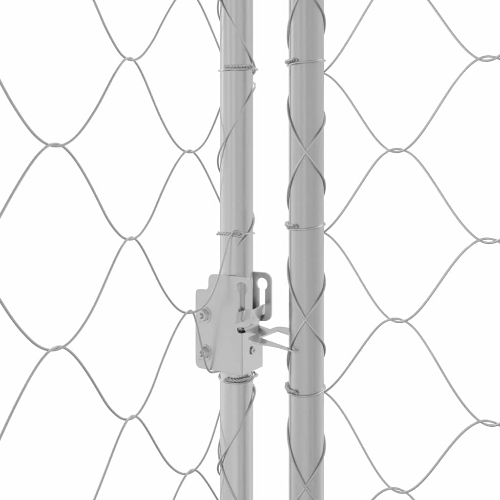 Kavez za psa s krovom Srebrna 800 x 200 x 256 cm Čelik i PE