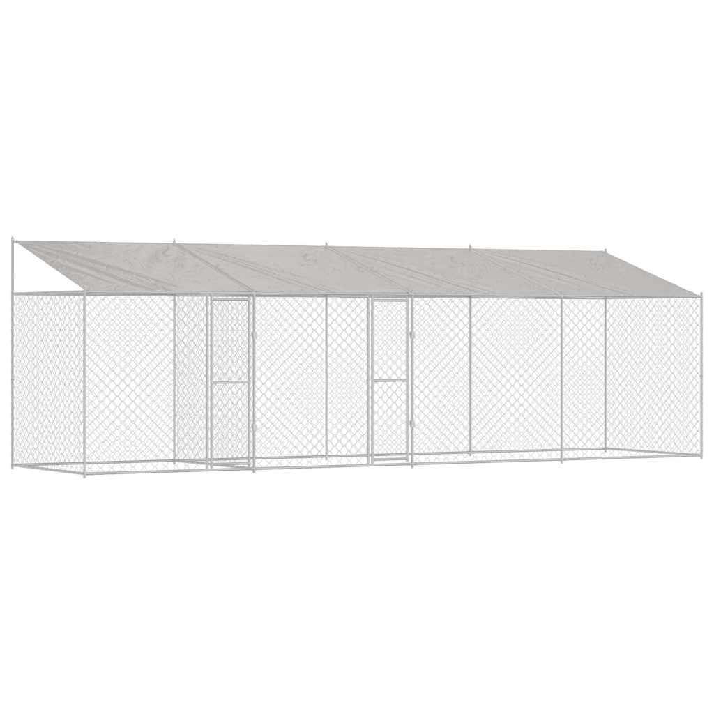 Kavez za psa s krovom Srebrna 800 x 200 x 256 cm Čelik i PE