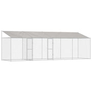 Kavez za psa s krovom Srebrna 800 x 200 x 256 cm Čelik i PE