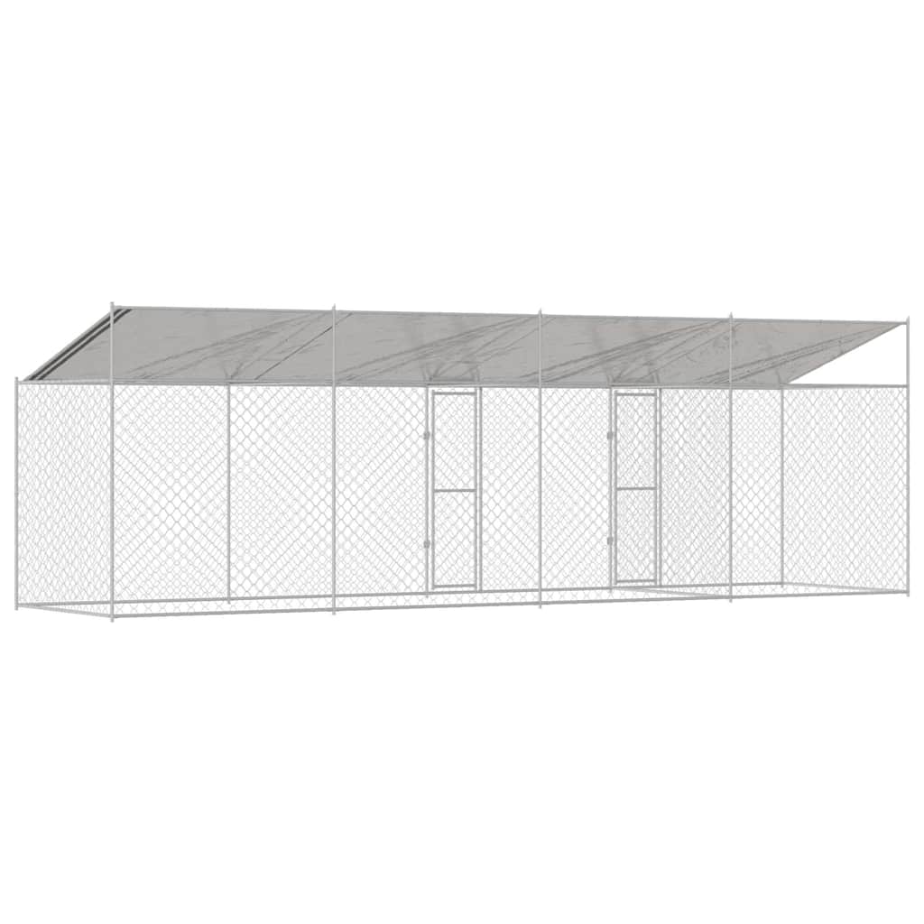 Kavez za psa s krovom Srebrna 800 x 200 x 256 cm Čelik i PE