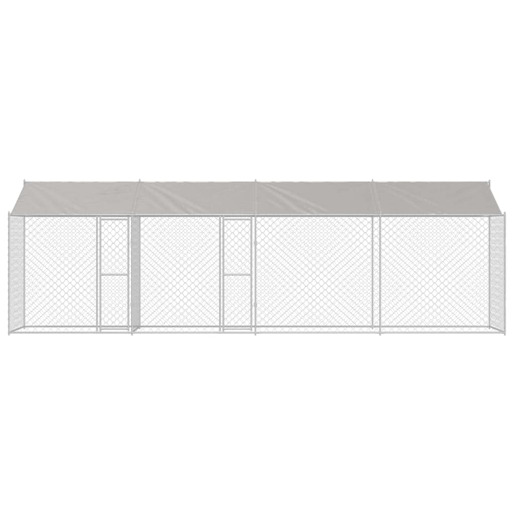 Kavez za psa s krovom Srebrna 800 x 200 x 256 cm Čelik i PE