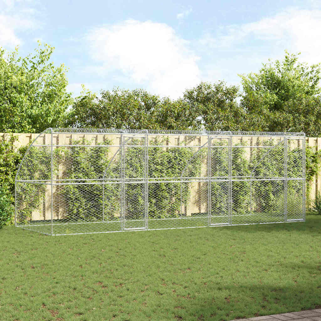 Kućica za pse 3 pcs Srebrno 6 x 2 x 2 m Pocinčani čelik