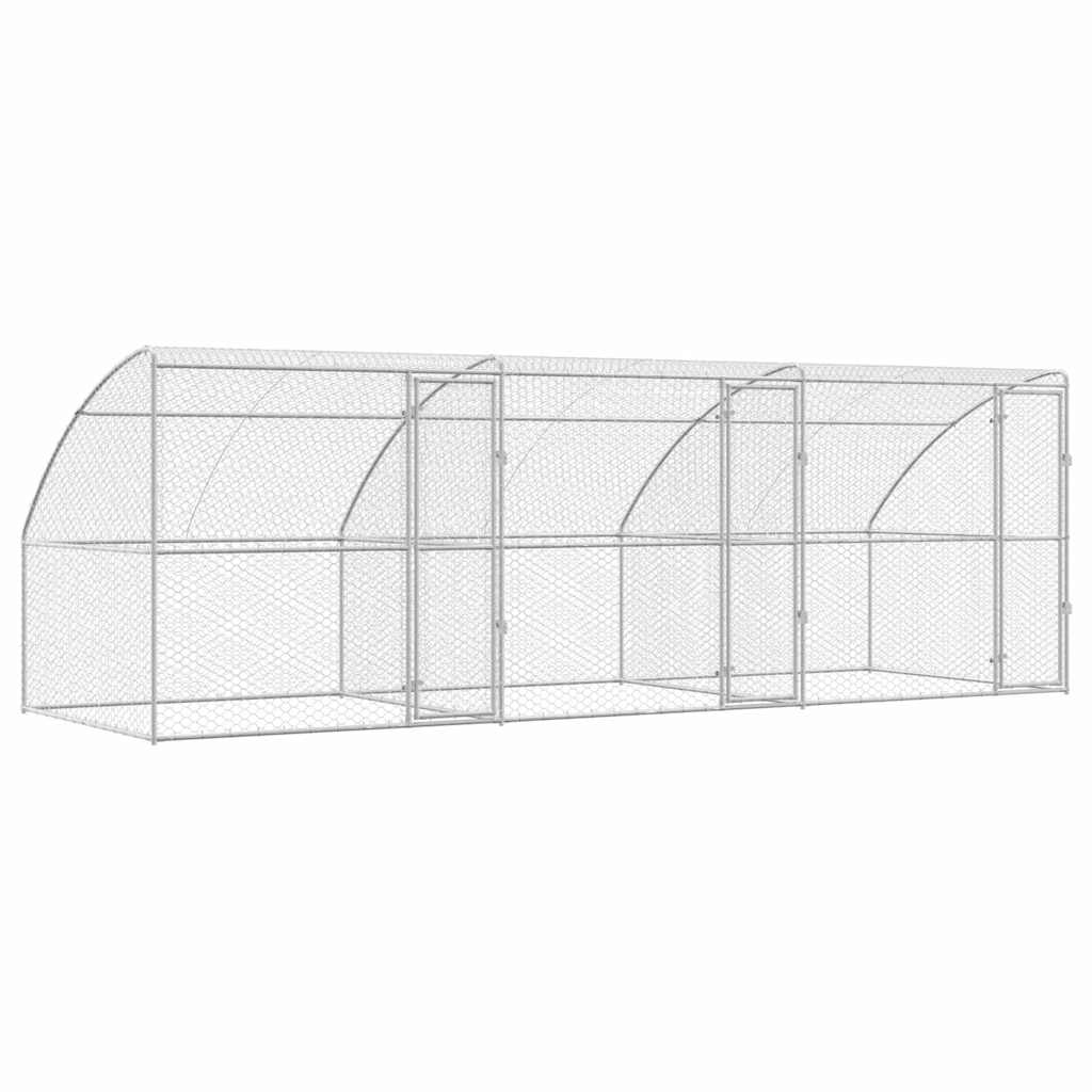 Kućica za pse 3 pcs Srebrno 6 x 2 x 2 m Pocinčani čelik