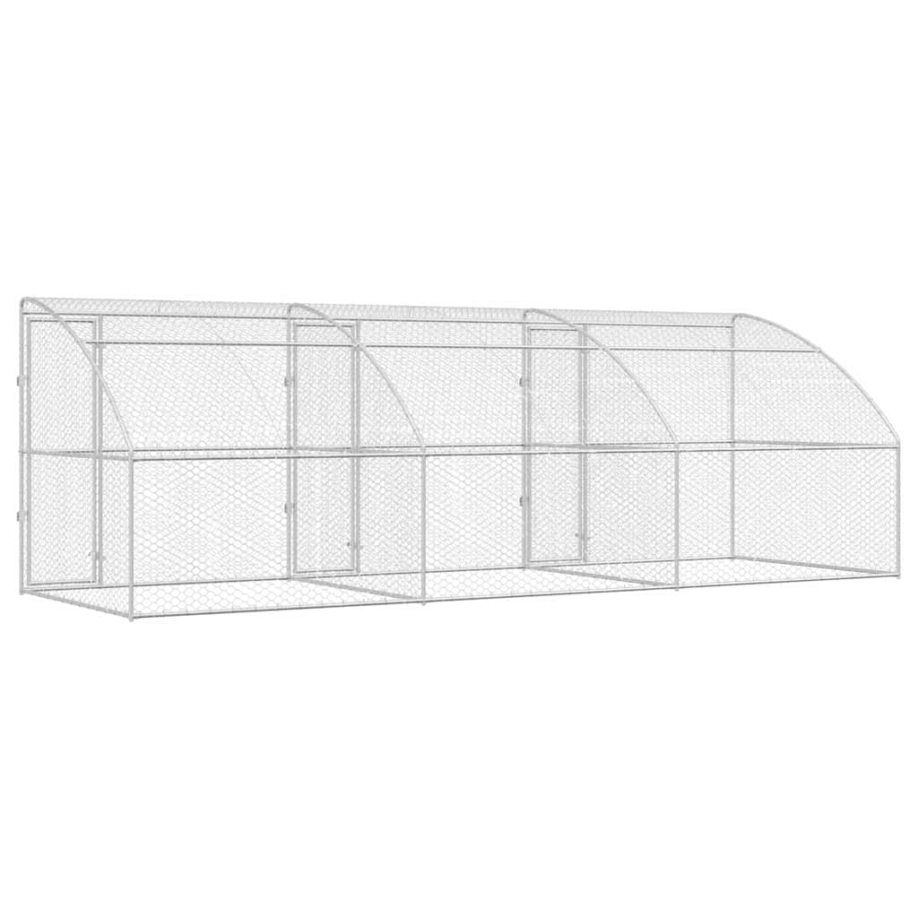 Kućica za pse 3 pcs Srebrno 6 x 2 x 2 m Pocinčani čelik