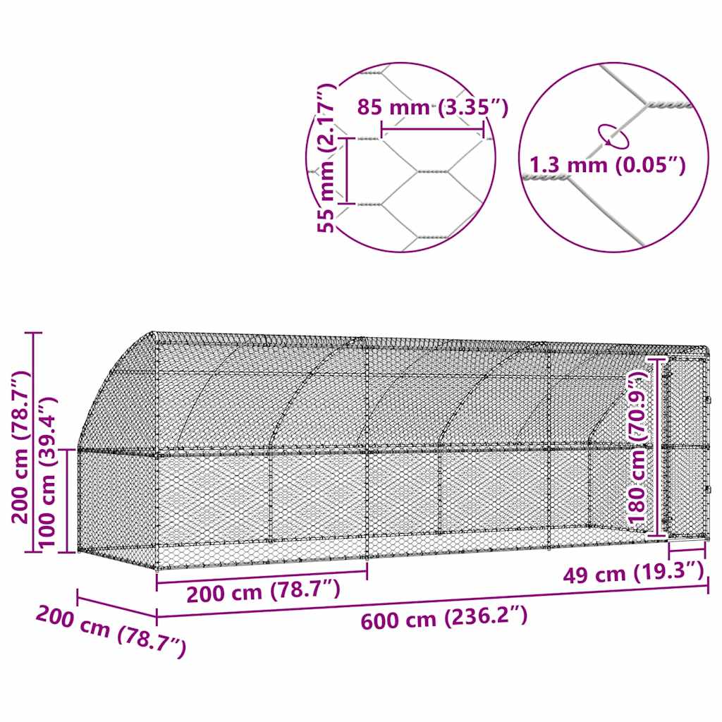 Kućica za pse 3 kom. Srebrna 6 x 2 x 2 m Pocinčani čelik