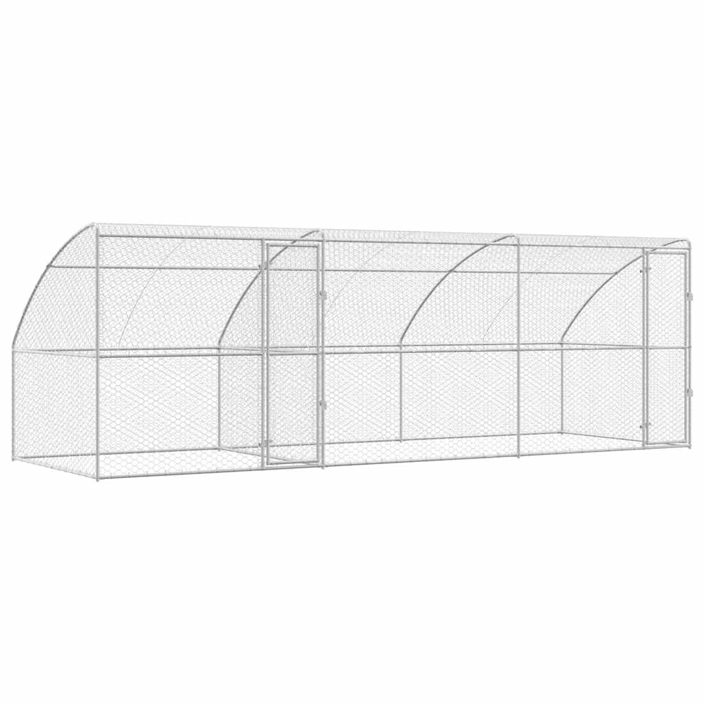 Kućica za pse 3 pcs Srebrno 6 x 2 x 2 m Pocinčani čelik
