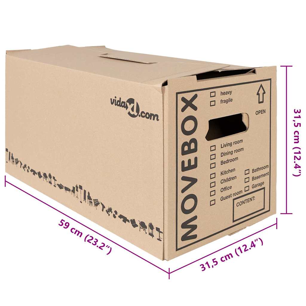 Kutija za selidbu 20 pcs Prirodna 59 x 31,5 x 31,5 cm Karton