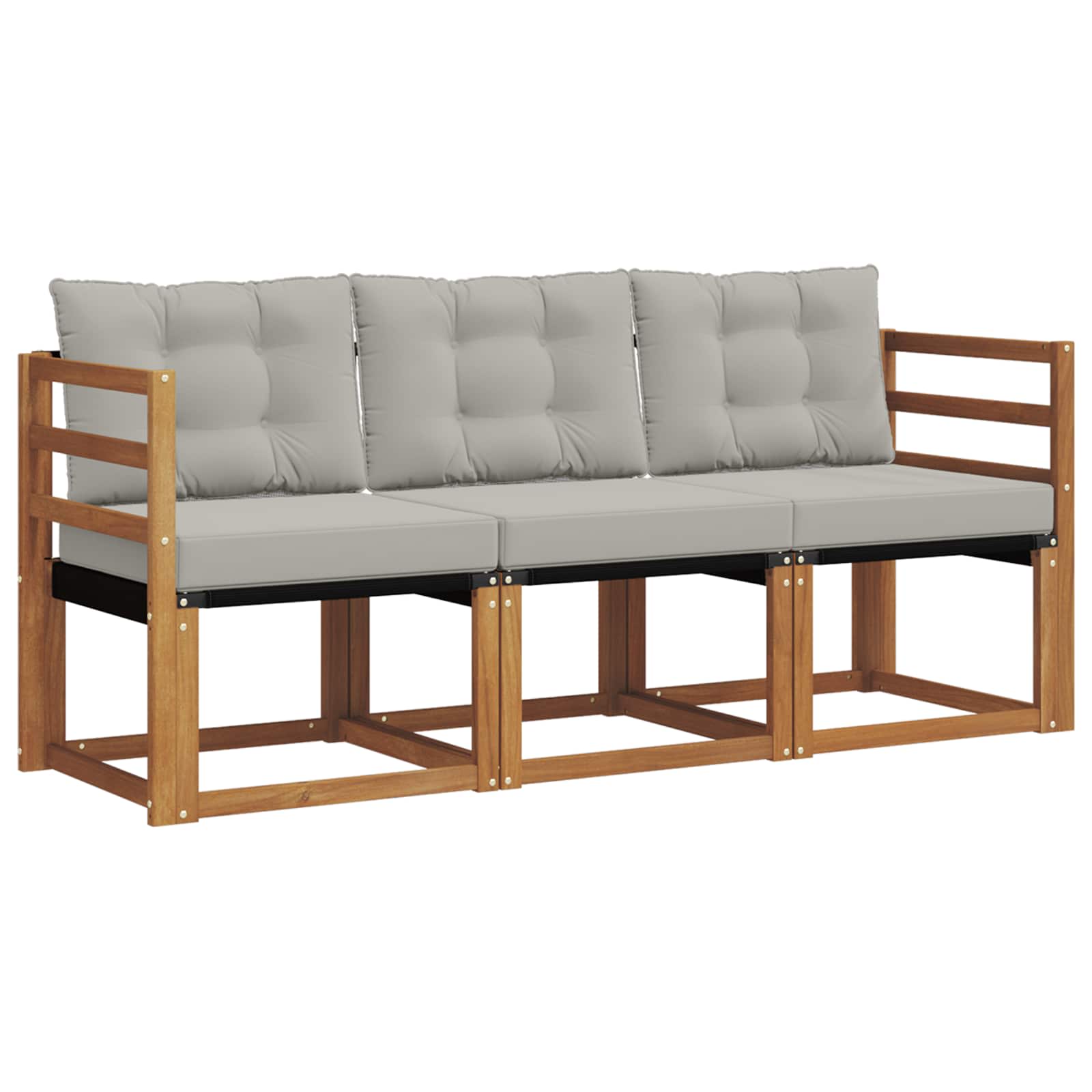 Set vanjskih sofa s jastukom 3 pcs Prirodna i svijetlo siva