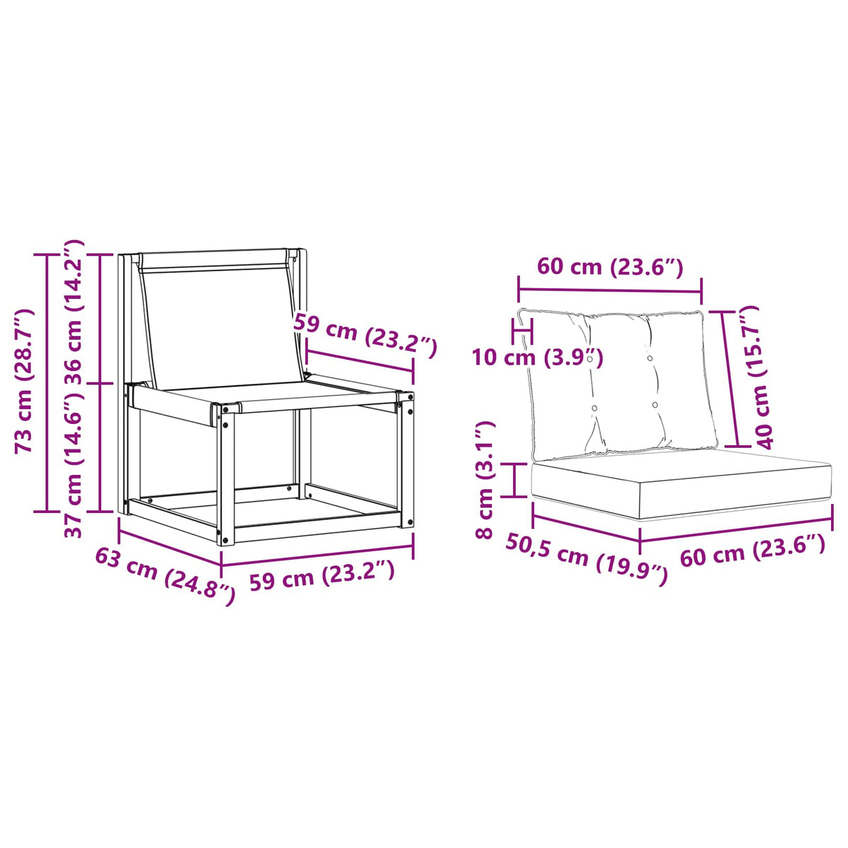 Set vanjskih sofa 3 kom. Prirodna i krem