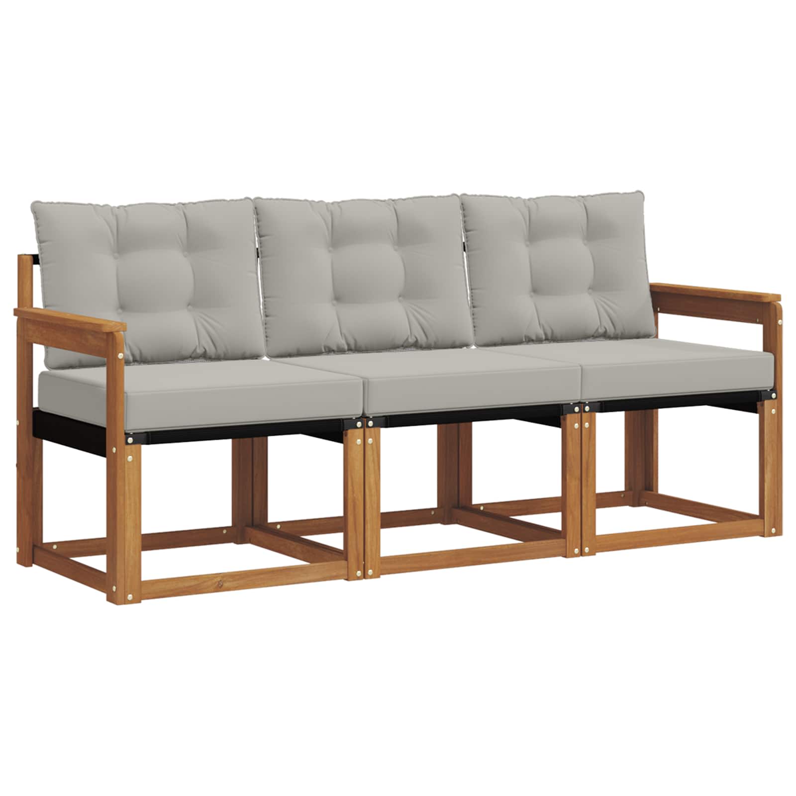 Set vanjskih sofa s jastukom 3 pcs Prirodna i svijetlo siva