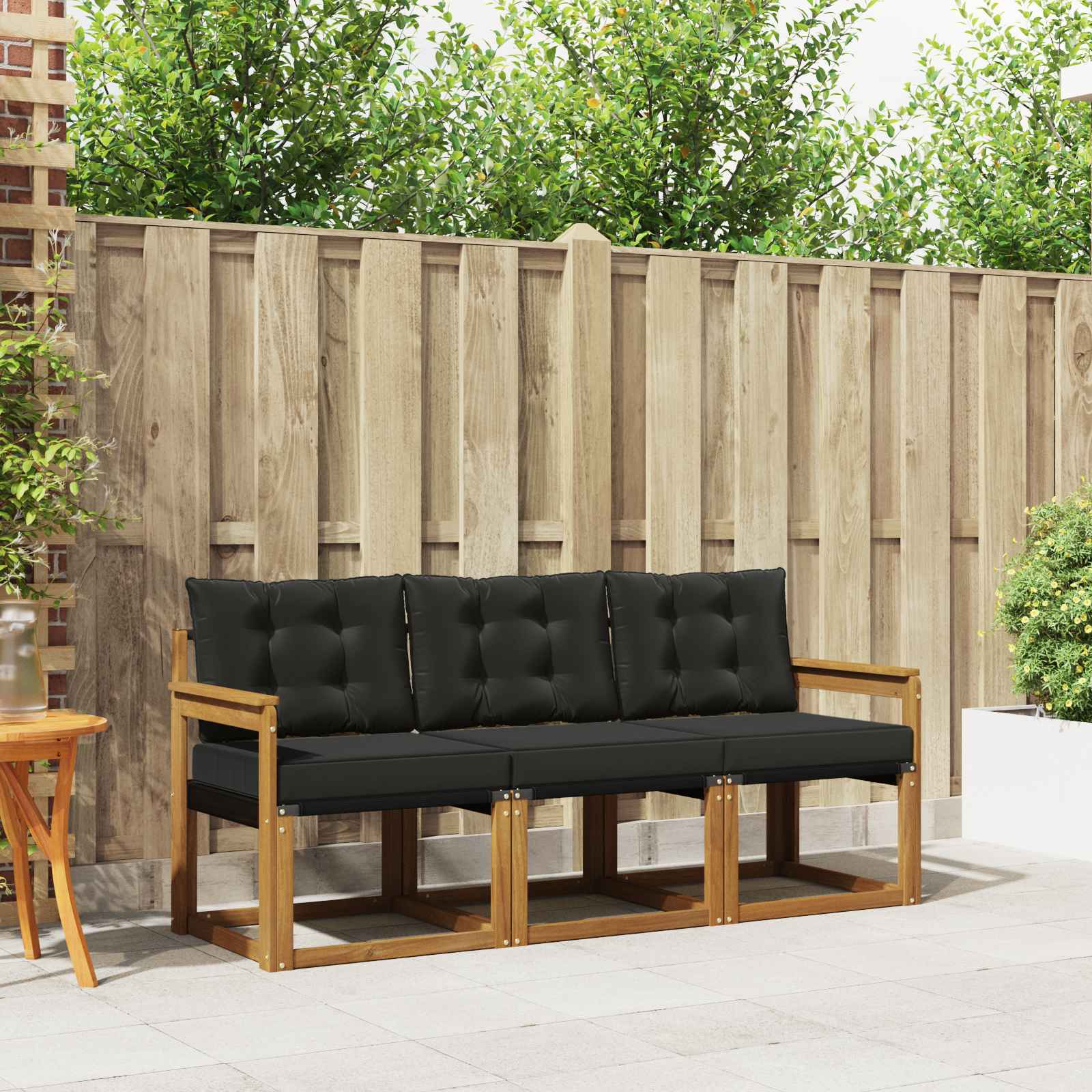 Set vanjskih sofa s jastukom 3 pcs Prirodna i crna