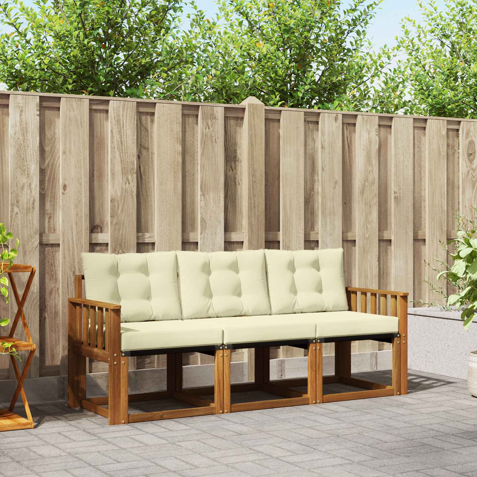 Set vanjskih sofa s jastukom 3 pcs Prirodna i krem