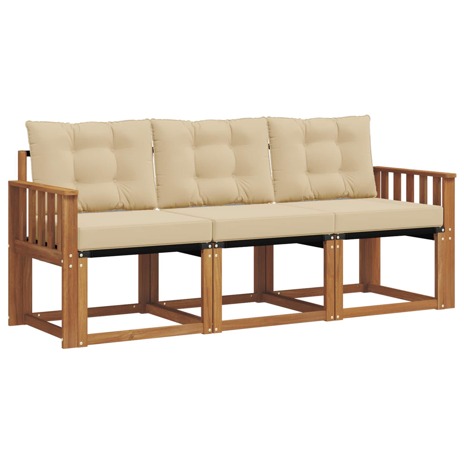 Set vanjskih sofa s jastukom 3 pcs Prirodna i bež