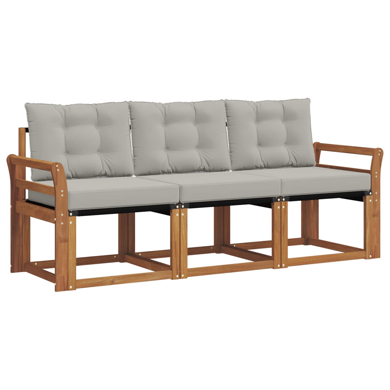 Set vanjskih sofa s jastukom 3 pcs Prirodna i svijetlo siva