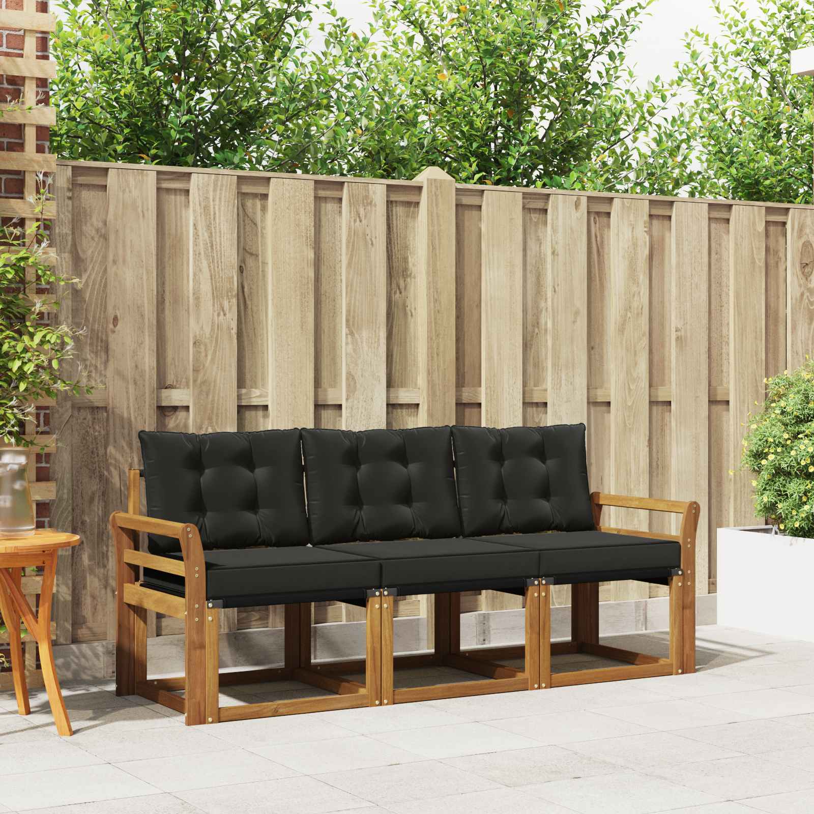 Set vanjskih sofa s jastukom 3 pcs Prirodna i crna