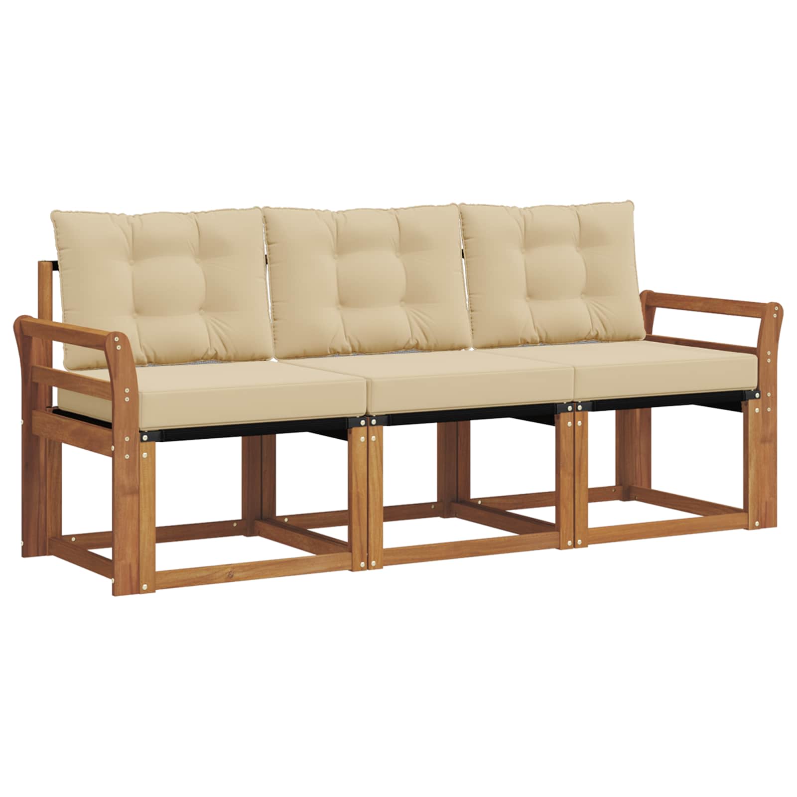 Set vanjskih sofa s jastukom 3 pcs Prirodna i bež