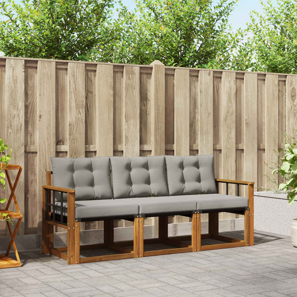 Set vanjskih sofa 3 kom. Prirodna i svijetlo siva