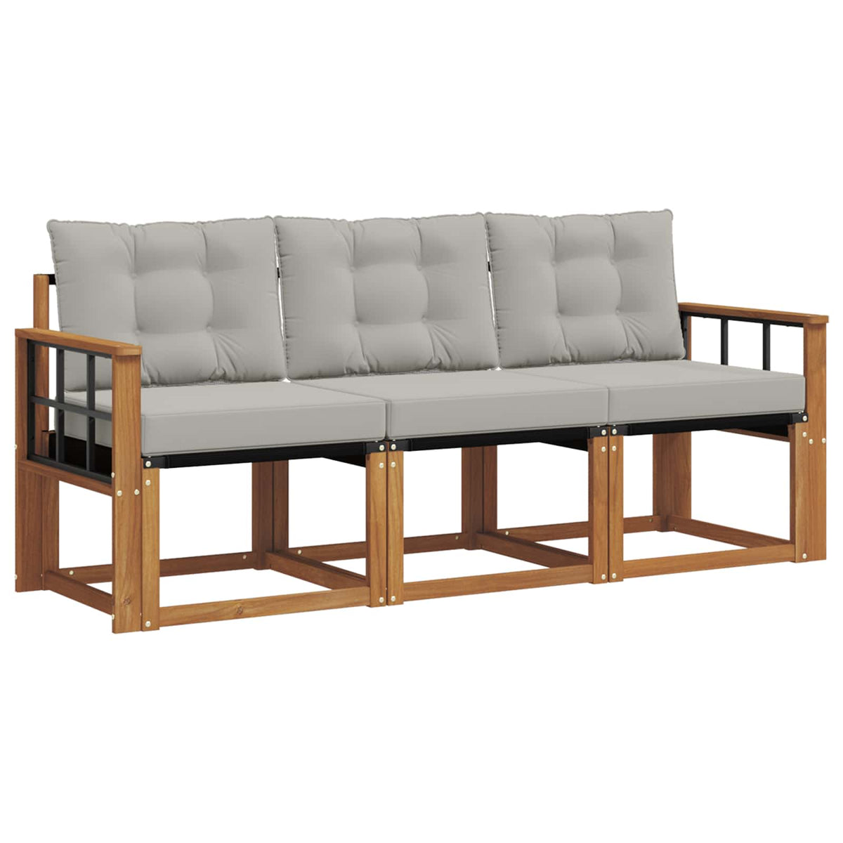 Set vanjskih sofa 3 kom. Prirodna i svijetlo siva