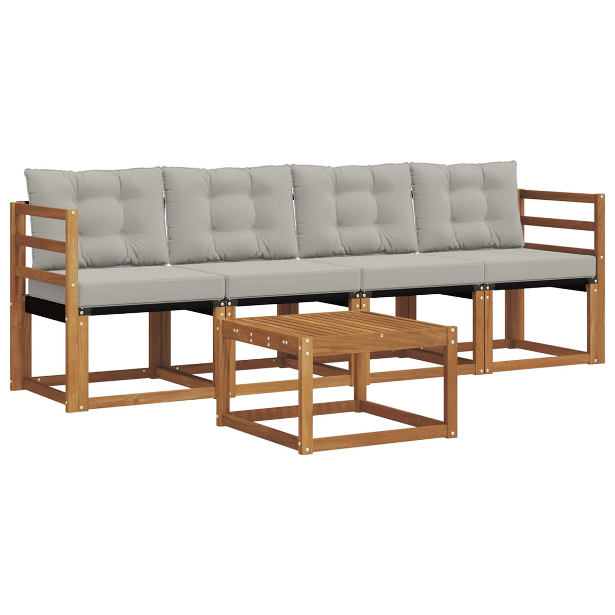 Set vanjskih sofa 5 kom. Prirodna i svijetlo siva
