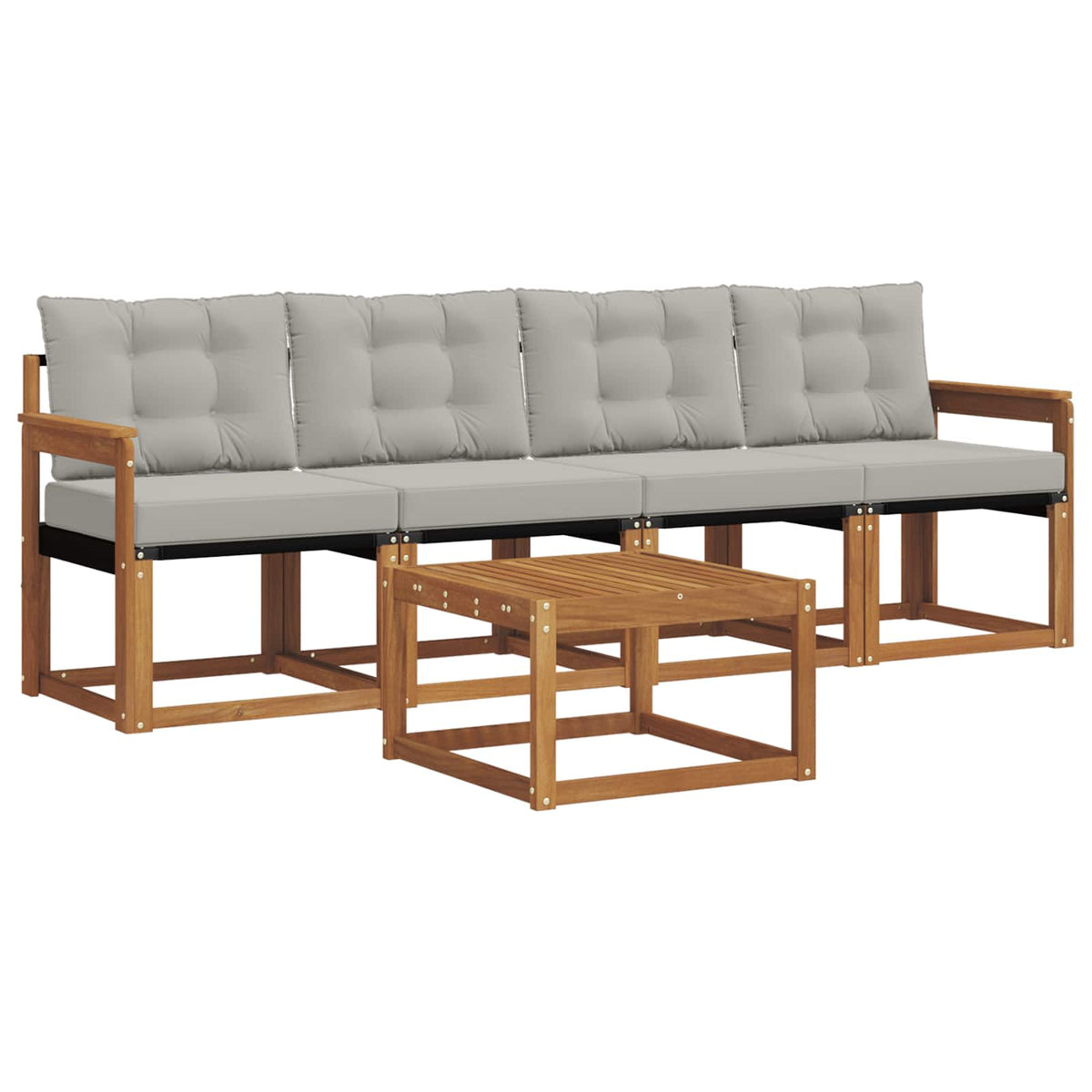 Set vanjskih sofa 5 kom. Prirodna i svijetlo siva