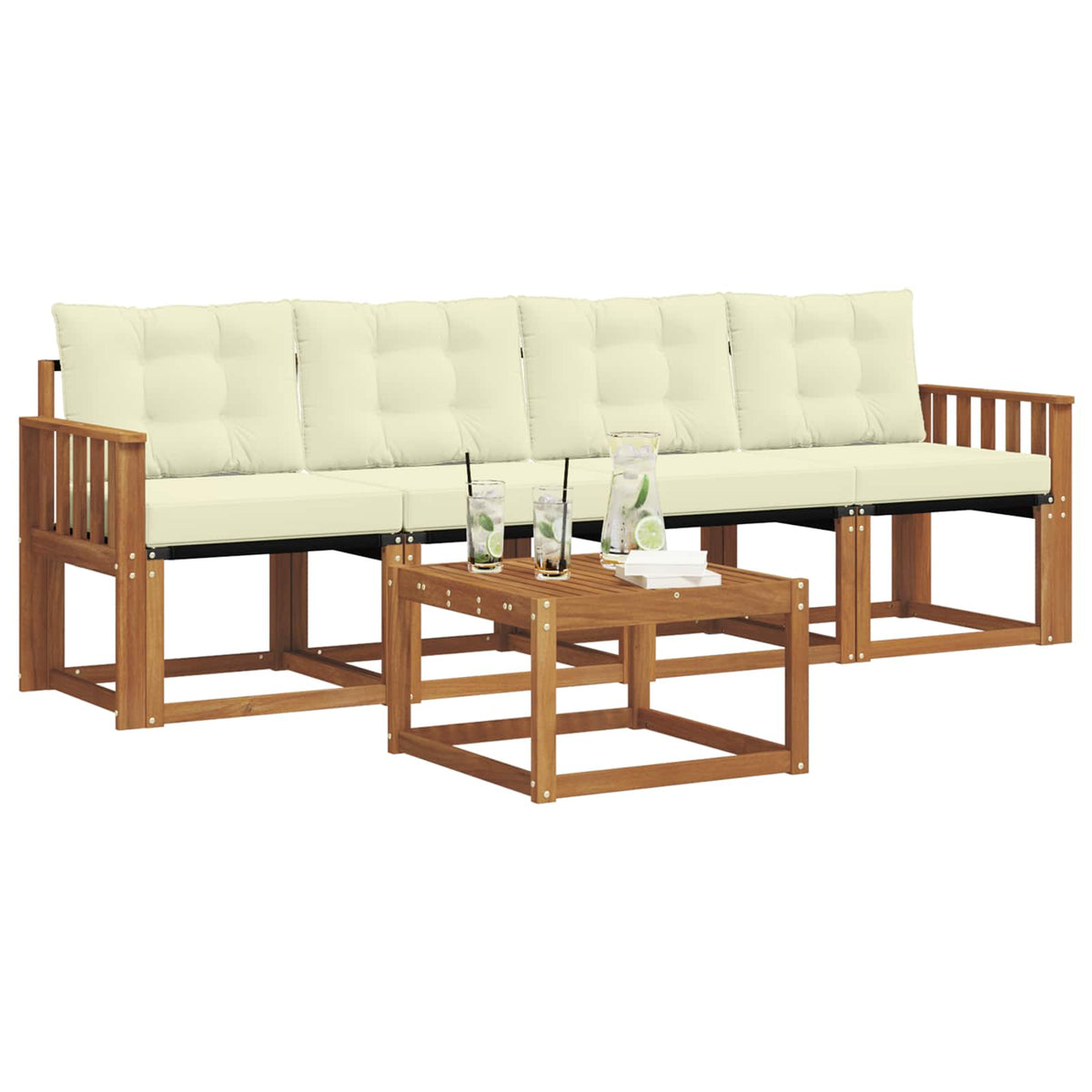 Set vanjskih sofa 5 kom. Prirodna i krem
