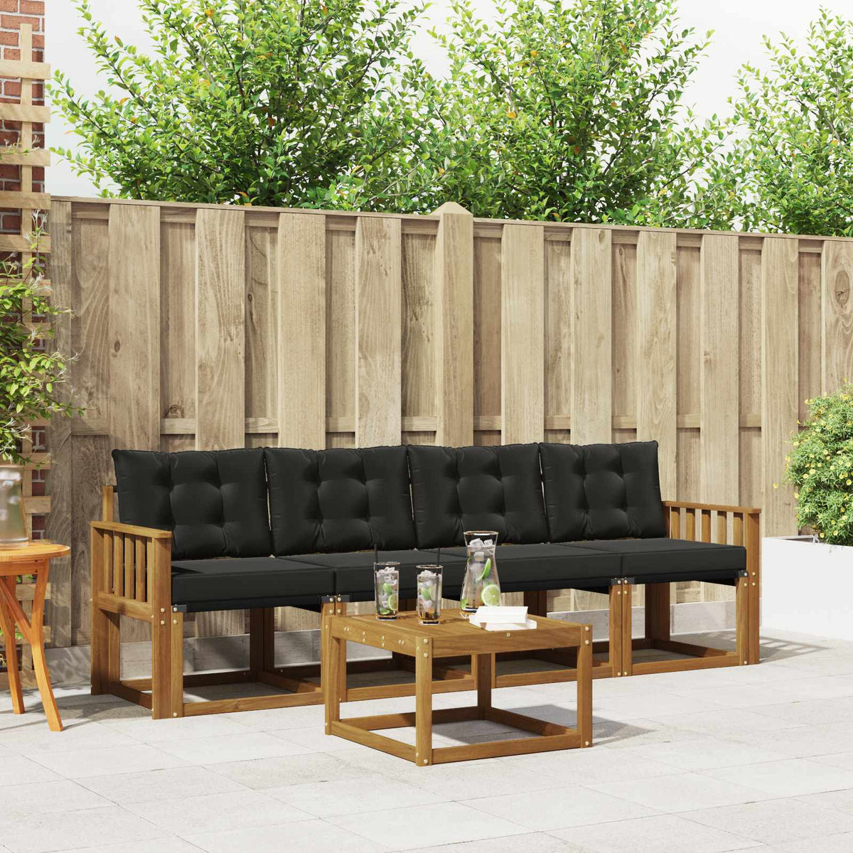 Set vanjskih sofa 5 kom. Prirodna i crna