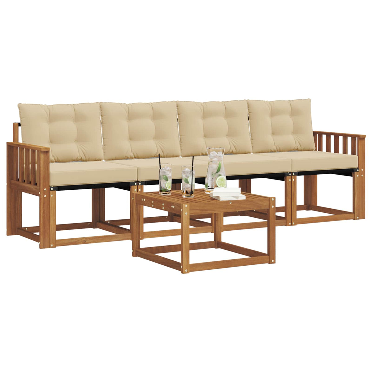 Set vanjskih sofa 5 kom. Prirodna i bež