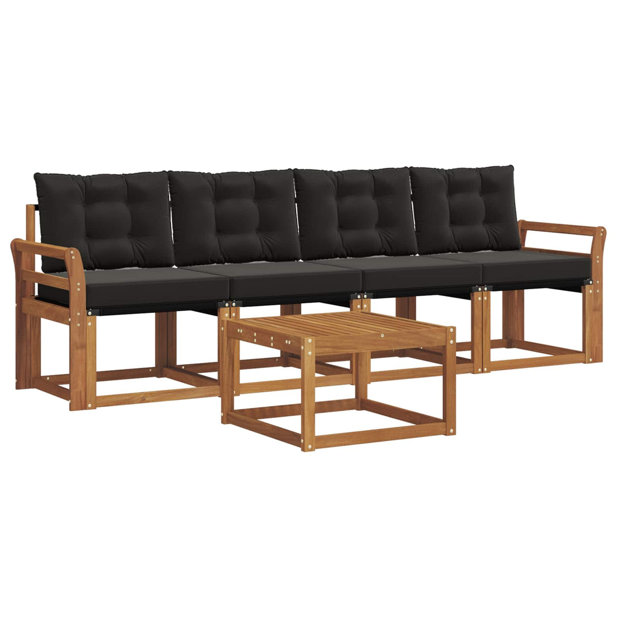 Set vanjskih sofa 5 kom. Prirodna i crna