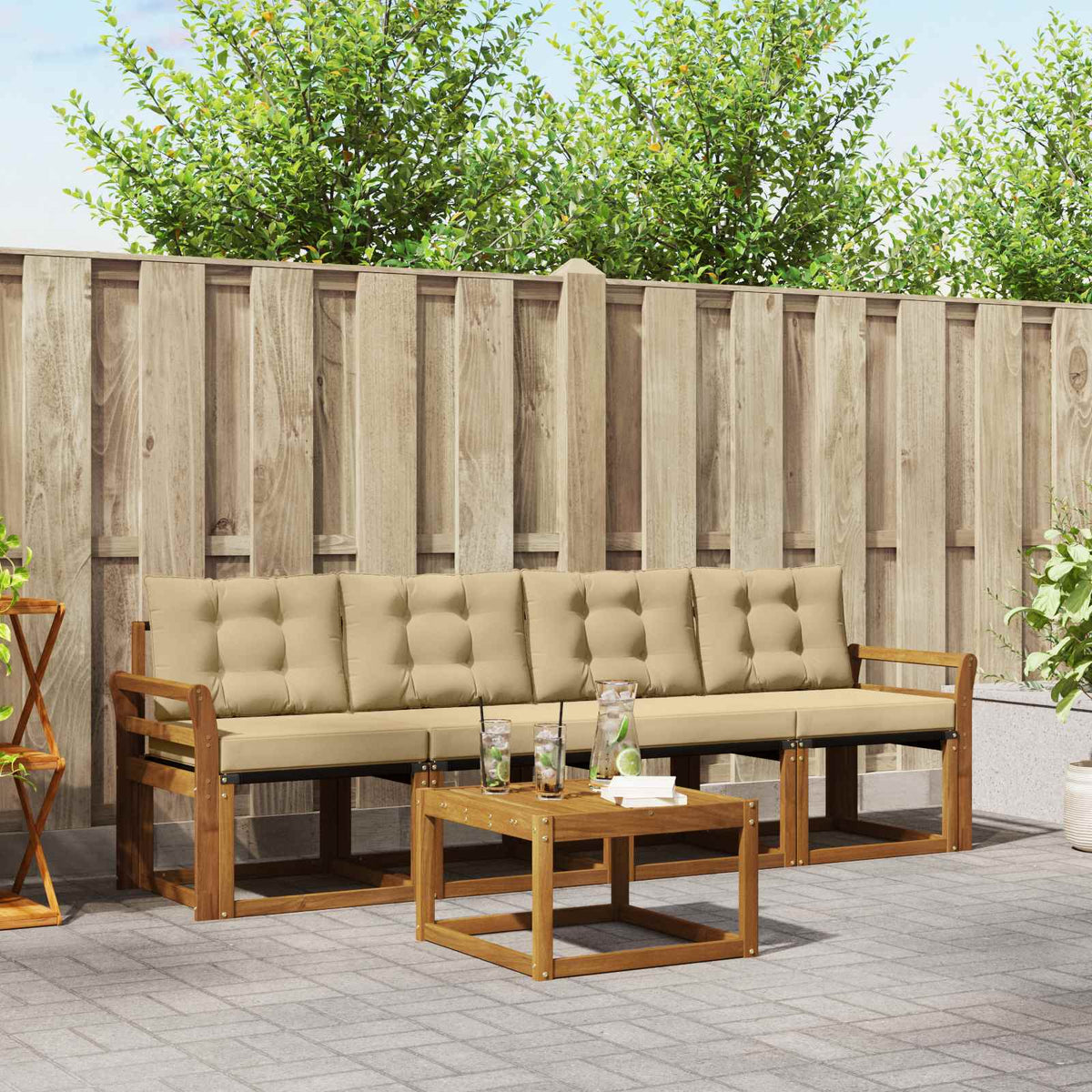 Set vanjskih sofa 5 kom. Prirodna i bež