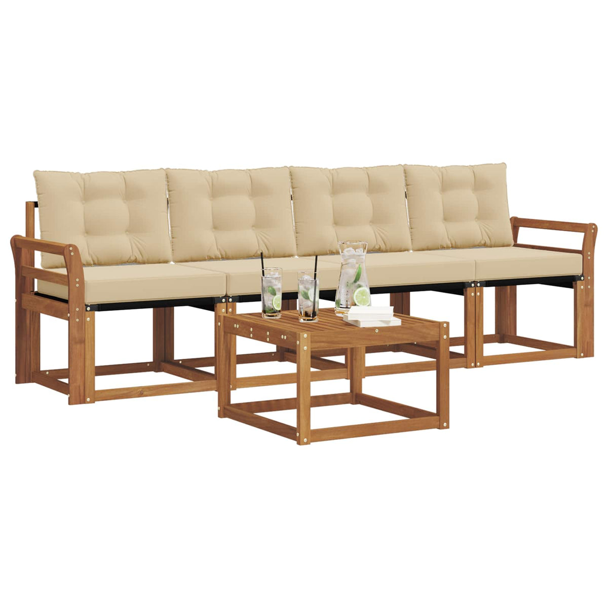 Set vanjskih sofa 5 kom. Prirodna i bež