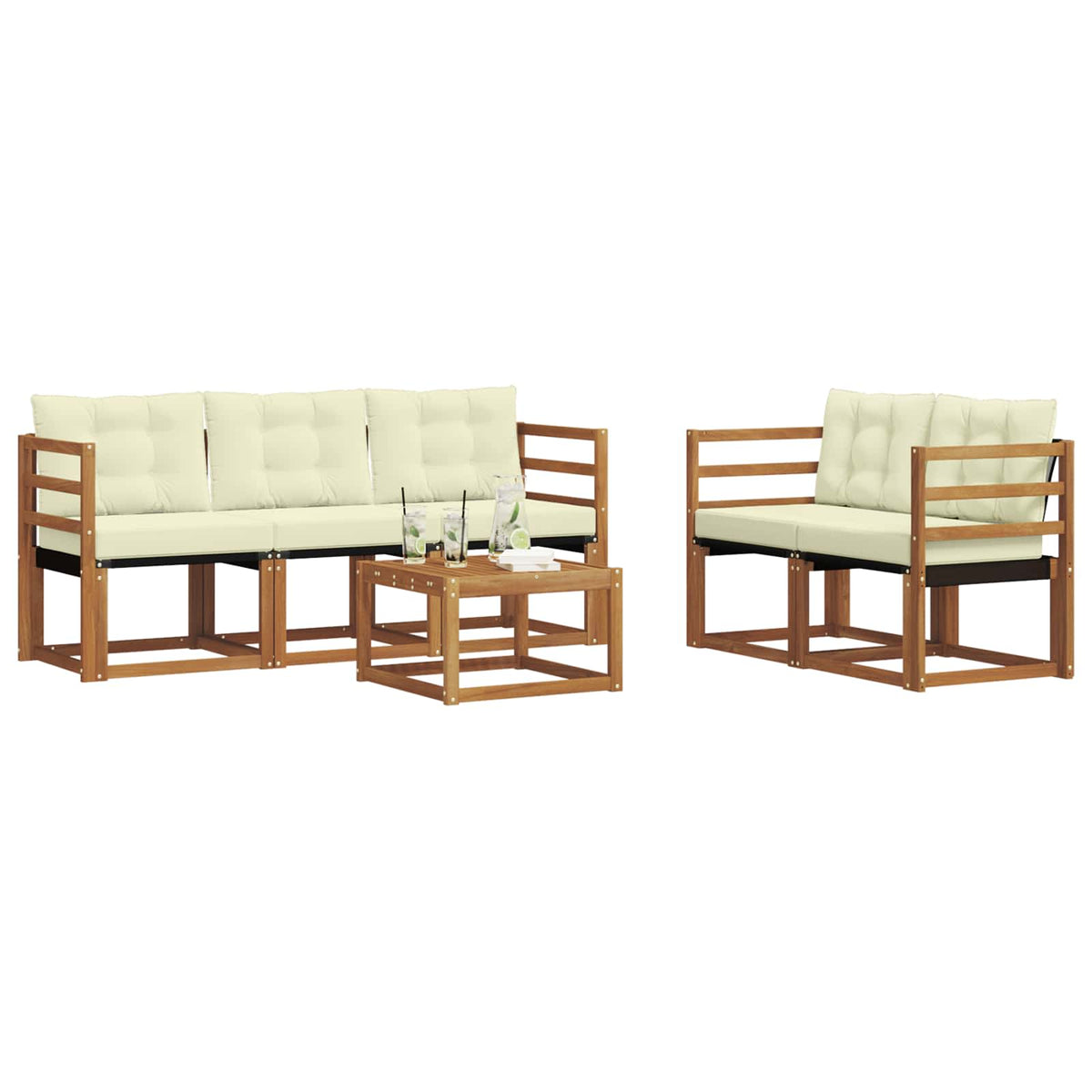 Set vanjskih sofa 6 kom. Prirodna i krem