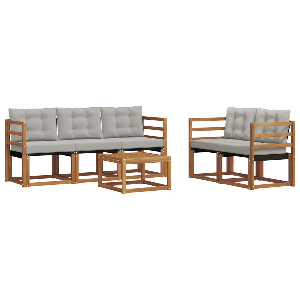Set vanjskih sofa 6 kom. Prirodna i svijetlo siva